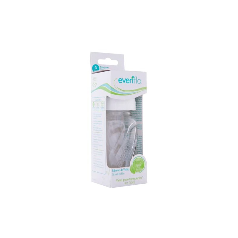 Evenflo Biberón de Vidrio de Grado Farmaceútico, 120 ml, Mamila