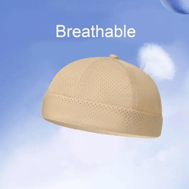 YAMEE Docker Cap Men's Summer Mesh Lightweight Breathable Sailor Hat Unisex Waterproof Docker Hat Men's Soft Adjustable Beanie Hat Men's Casual Brimless Hats Stylish Harbour Hat, khaki, Unit size