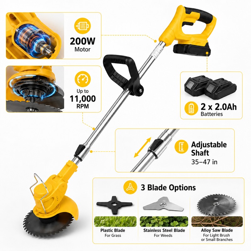 Cordless Grass Trimmer for Lawn Care – 21V 3-in-1 Lightweight