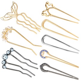 French Hair Pins for Women, 8 PCS Vintage Metal French Twist Hair Pin