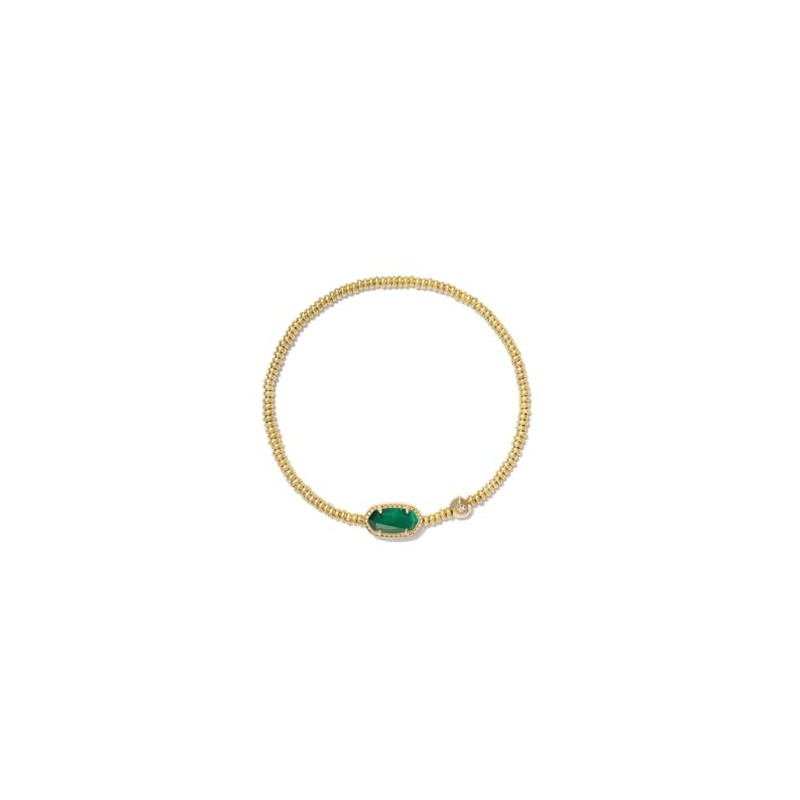 Kendra Scott Womens Grayson Stretch Bracelet Gold Emerald Illusion One