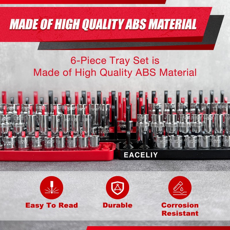 8Pcs Magnetic Socket Organizer Set, 1/2", 1/4" and 3/8" SAE