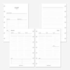 MAY PAPER CO. 2026 Mini Happy Planner Week on Two Pages Weekly Planner Insert Agenda Refill for 7-Discs Mini HP Notebook 4.6 x 7 (Vertical Lined)