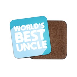 World's Best Uncle Square Coaster - Blue Birthday Christmas Illustration Kids Boys Girls Kitchen Family Drinks Home #81609
