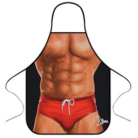 kakuma Funny Apron, BBQ 3D Cosplay Apron, Festival, Year-end Party, Prize, Christmas Gift, Parties Costume, For Barbecues, Punishment Games, Silly Reception, Men's, One Size Fits All, white