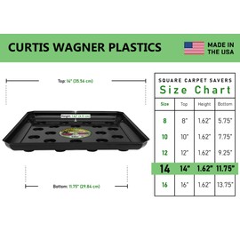 Curtis Wagner Plastics Carpet Saver Plant Saucer (5-Pack) - Black, Square (Diameter: 11.75" Base, 14" Top, 1.62" Depth) Thick Plastic Plant Drip Trays - Used as Indoor Pot/Outdoor Plant Saucers