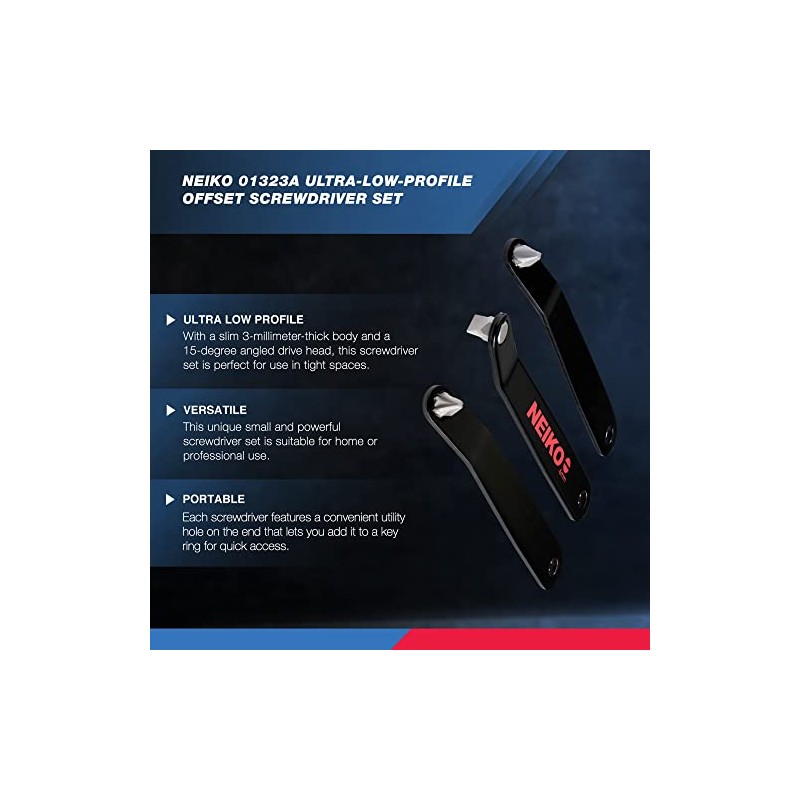 NEIKO 01323A Ultra Low Profile Offset Screwdriver Set | 5-Piece