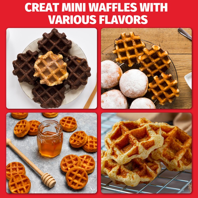 SugarWhisk Mini Waffle Maker Machine, Tiny Waffle Bites Iron for
