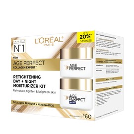 L'Oréal Paris Day & Night Face Moisturizer Cream Skincare Kit (2-Piece), Age Perfect Collagen Expert, with Collagen Peptides + Niacinamides, For Mature Skin, Suitable for Sensitive Skin Skincare kit, 2 x 70 ml