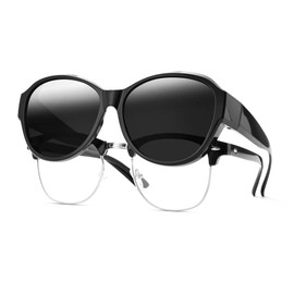 Pro Acme Fit Over Sunglasses Women Polarized Over Glasses Shades Wrap Around Lightweight UV Pretection (Black-gray)