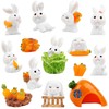 Wlicon 16 PCS Mini Easter Bunny Figurines Mini Resin Rabbits