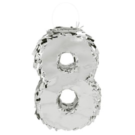 Boland - Number Pinata, 25 x 16 x 5 cm, Shiny Number for Anniversary and Birthday, Number, Silver, Decoration, Party Game