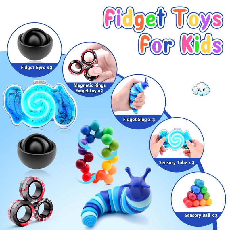 Cevioce 15Pcs Fidget Toys Adults Pack,Stocking Stuffers for Teens Boys