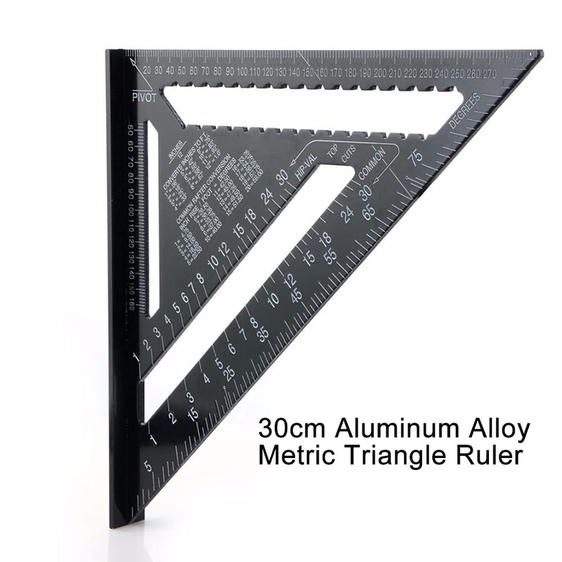 ASNOMY 30cm Protractor Triangle Aluminum Alloy Carpenter Square Triangle Metric