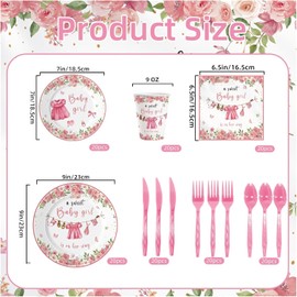 Kilyparty 140pcs Greenery Gender Reveal Baby Shower Plates And Nnapkins Supplies Party Boho Greency Party Decorations Tableware Set Dessert Plates Napkins Forks for 20 Guests (Pink)