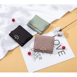 [Anlla]Small Wallet for Women Slim Mini Wallet Soft PU Leather Fashion Female Wallet Short Cute Coin Purse Large Capacity Pink