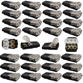 Terminal Blocks 2 Pin/3 Pin CTRICALVER Branch Connector Easy and Quick Wiring Installation Junction Wiring Connector D2 Transparent 16 Pieces + D3 Transparent 12 Pieces