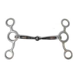 AJ Tack Wholesale Jr Cow Horse Sliding Gag Horse Bit 6 inch Sweet Iron Snaffle with Copper Inlay