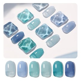 GAOY Juego de Esmalte de Uñas de Gel Jelly Blue, 6 Colores Transparentes, Kit de Uñas de Gel Transparente para Manicura de Gel de Salón y Arte de Uñas