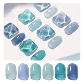 GAOY Juego de Esmalte de Uñas de Gel Jelly Blue, 6 Colores Transparentes, Kit de Uñas de Gel Transparente para Manicura de Gel de Salón y Arte de Uñas