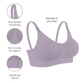 BRAVADO! DESIGNS Body Silk Seamless Nursing Bra for Breastfeeding, Wireless Maternity Bra, Grey Orchid Sustainable Fabric, Small