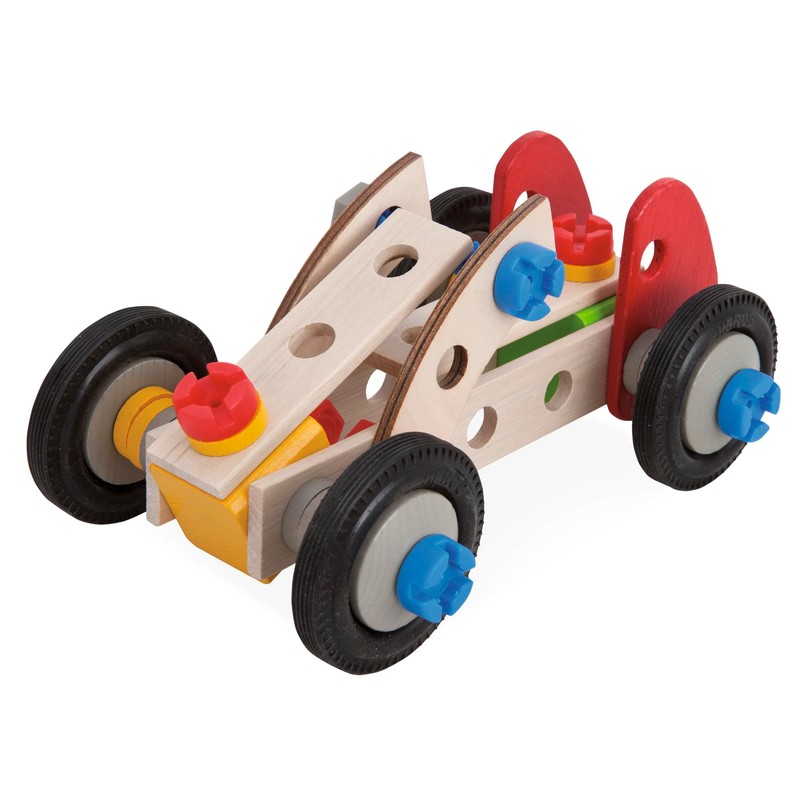 Eichhorn 100039016 Constructor Racing Car, 50 Pieces, Wooden Construction Set,