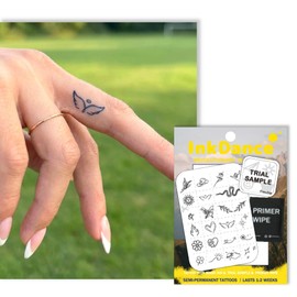 Semi-Permanent Tattoo, Minimalist Line Art Flash Sheet, Long Lasting Temporary Tattoos, Waterproof Plant-Based Ink, Lasts 1-2 Weeks, Color Develops in 24 Hours X157