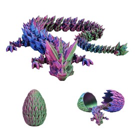 Creativity 3D Printed Dragon Eggs with Dragon Inside, 14Inch Crystal Dragon in Dragon Egg, Articulated Dragon, Fidget Toys for Executive Home Office Decor (Laser Green)