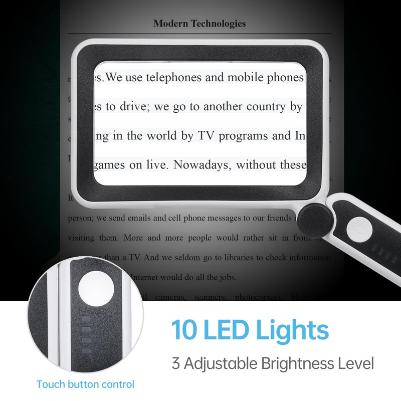 Sonew 4 x Reading Magnifier with Light for Seniors, Large,