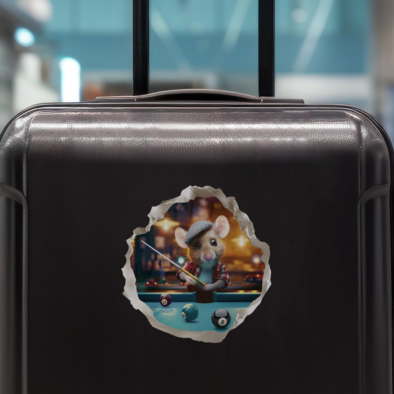 Pool Billiards Mouse - Mouse Hole Wall Sticker