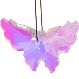 Beebeecraft 2Pcs Butterfly Crystal Suncatcher 2x3Inch AB Glass Color Hanging Prism Rainbow Maker for Window Garden Door Home Decoration Colorful