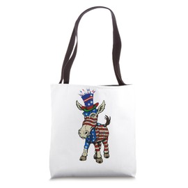 Donkey 4th of July American Donkey USA Uncle Sam Hat Tote Bag
