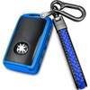 Yonmcfn for Mazda Key fob Cover with Metal/Leather Keychain,TPU 4 Buttons Key case,Compatible with 2020 2021 2022 2023,CX-5, CX-3, CX-9 Hatchback Remote Smart Key,car Key Accessories,Blue