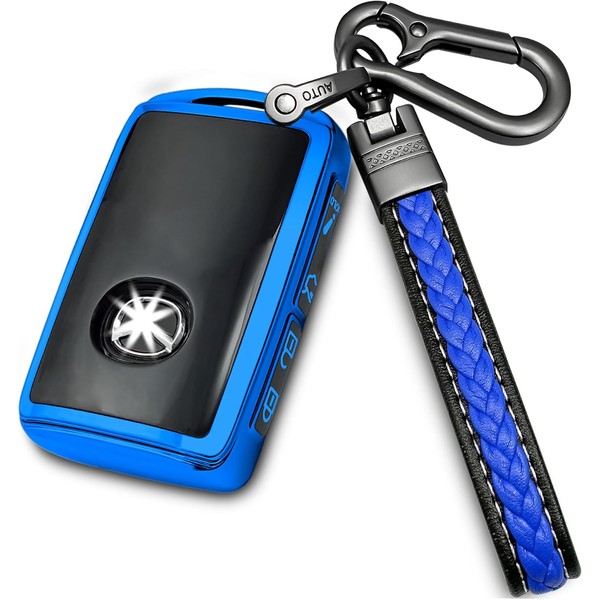 Yonmcfn for Mazda Key fob Cover with Metal/Leather Keychain,TPU 4