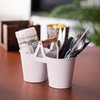 dine@drinkstuff Double Bucket Condiment Caddy - White Galvanised Steel Cutlery