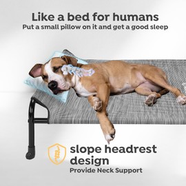 Veehoo Original Elevated Dog Bed - Outdoor Raised Dog Cot Bed for Large Dogs, One-Sided Raised Headboard Cooling Pet Bed, Dog Sleeping Training Cot, Non-Slip & Breathable, XXL, CWC2417A