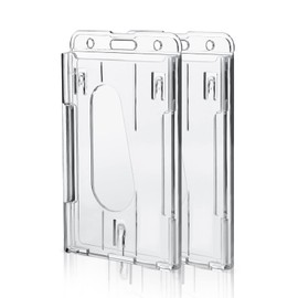 Cobee Heavy Duty Badge Holders, 2 Pieces Hard Plastic ID Credit Card Protector Thumb Slot Transparent Card Case
