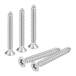 sourcing map Flat Countersunk Head Torx Screws, 60Pcs M3 x 30mm 304 Stainless Steel Tamper Proof Sheet Metal Screws with Bit T10, Self-Tapping Anti-Theft for Wood, Mechanical Industry (Silver)