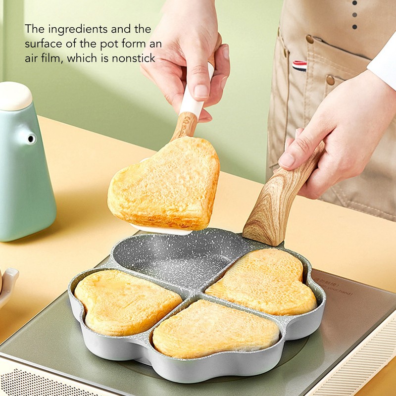 Egg Frying Pan Nonstick Heart Shaped 4 Cup Uniform Heating