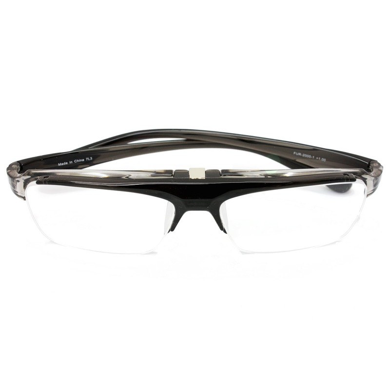 跳ね上げ老眼鏡 FUR-2000-1 COL.クリアダークグレイ (+2.00, クリアダークグレイ)