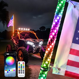 XINYICONG 3FT-1PC LED Whip Lights for RGB Dancing/Chase,Whip Lights Support APP/Remote Control,600+ Color Mode Combinations,LED Whip Suitable for ATV,RZR, Dune Buggy,Polaris,Can-am,Jeep