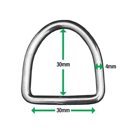 316 Stainless Steel D Ring 4mm X 30mm (5/32" X 1 3/16") Marine Grade Dee (10)
