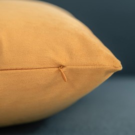 DEZENE Couch Pillow Covers 20x20 Orange-Yellow: 2 Pack Cozy Soft Velvet Square Throw Pillow Cases for Farmhouse Home Decor