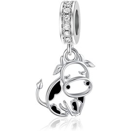 HARMONY BOLA Cow Charm 925 Sterling Silver Pink Panda Bead for Bracelet Animal Beads Jewellery Birthday Gifts for Women Mother Daughter, Sterling Silver