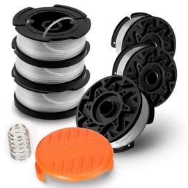 JINHENB 6 Pieces Strimmer Spool Line for Black and Decker, 30FT Auto Feed Replacement Strimmer Spool Line,Diameter 0.065 in with Spool Cover and Spring