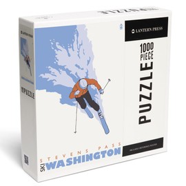 Stylized Skier, Stevens Pass, WA (1000 Piece Puzzle, Challenging Jigsaw Puzzle for Adults, Made in USA)