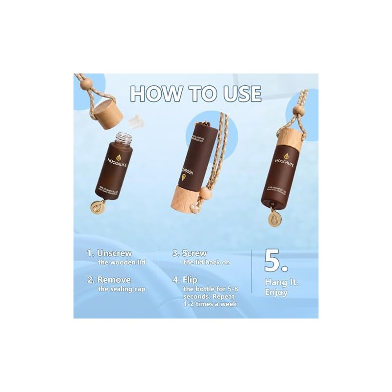 Hanging Car Air Freshener Diffuser 2 Pack, Refillable Bottle Auto