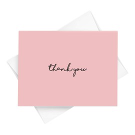Baby Girl Thank You Card – Elegant Light Pink Greeting for Birthdays, Baby Showers, Weddings, Business – White Blank Interior | 4.25 x 5.5” | Set of 25 Cards & 25 Envelopes
