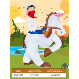 JYZCOS Inflatable Horse Rider Cowboy Costume Kid Blow Party Fancy Dress