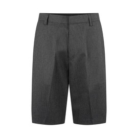 Alanna Jones Plus Size Boys' School Shorts - Sturdy Fit, Teflon Protection Water-Resistant, Half-Elastic Waist & Secure Zip and Clip, Grey 8-9